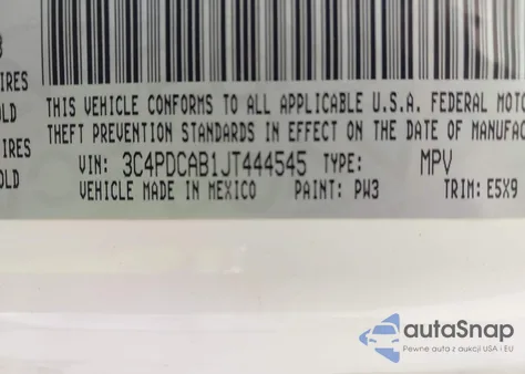 2018 Dodge Journey Se из США, поврежденный, VIN 3C4PDCAB1JT444545